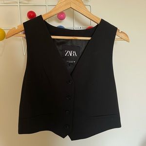 Zara Cropped Button Down Dress Vest